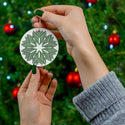 Nordic Green Snowflake Ceramic Ornament by Nature's Glow