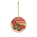 Vintage Orange Butterfly on Retro Sunset Ceramic Ornament by Nature's Glow
