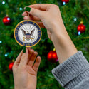 Patriotic Military US Navy Emblem Ceramic Ornament by Nature's Glow