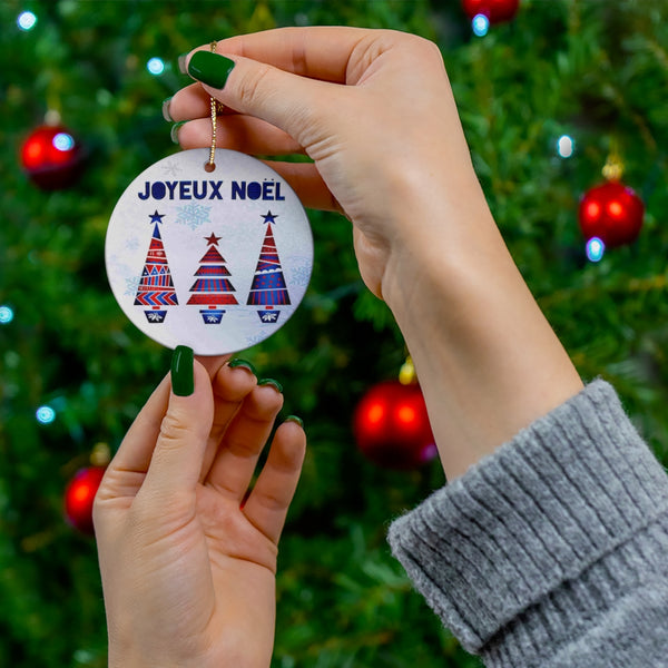 Scandia Joyeux Noel Folk Art Ceramic Ornament by Nature's Glow