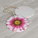 Pink Sunflower Ceramic Ornament