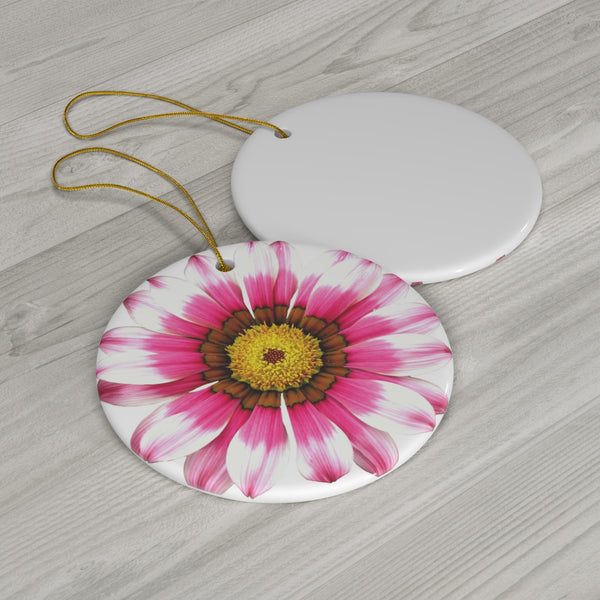 Pink Sunflower Ceramic Ornament