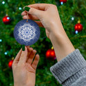 Midnight Blue Scandia Snowflake Ceramic Ornament (Vinterunderland)