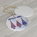Scandia Joyeux Noel Folk Art Ceramic Ornament by Nature's Glow
