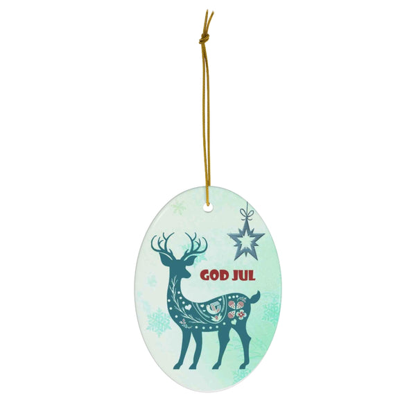 Scandinavian Christmas Deer Ceramic Ornament by Nature's Glow