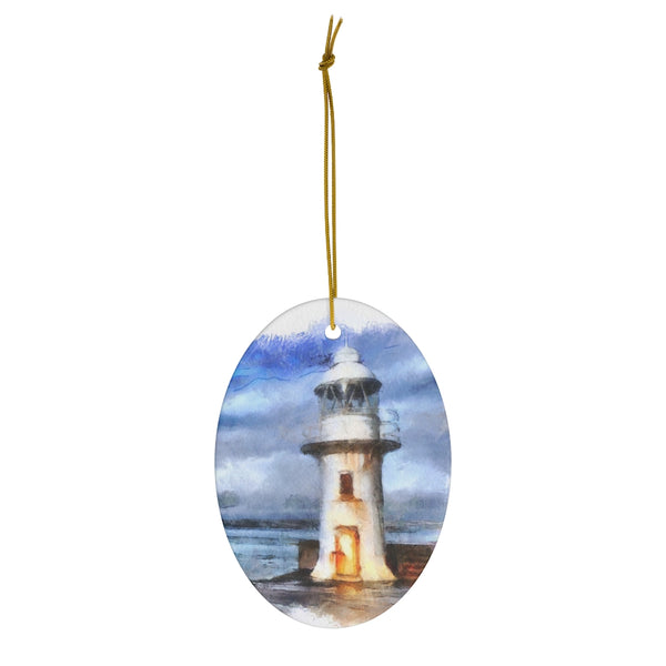 Bixham Lighthouse Watercolor Ceramic Ornament