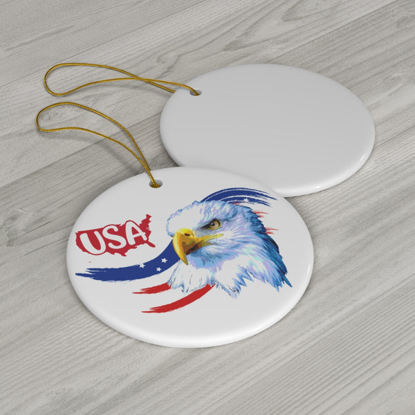Patriotic Eagle USA Map Ceramic Ornament by Nature's Glow
