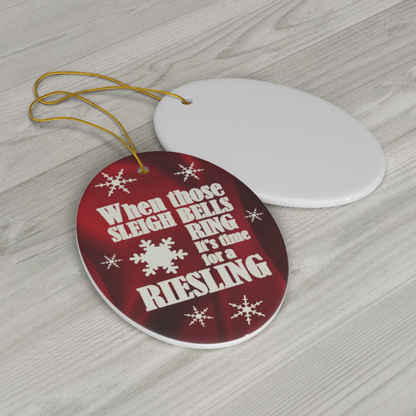 Riesling Sleigh Bells Ceramic Ornament by Nature's Glow