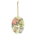 Vintage French Floral Garden with Ephemera Print Ceramic Ornament