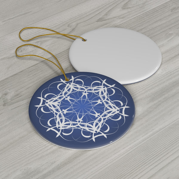 Midnight Blue Scandia Snowflake Ceramic Ornament (Snöflinga)