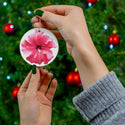 Pink Hibiscus Flower Ceramic Ornament