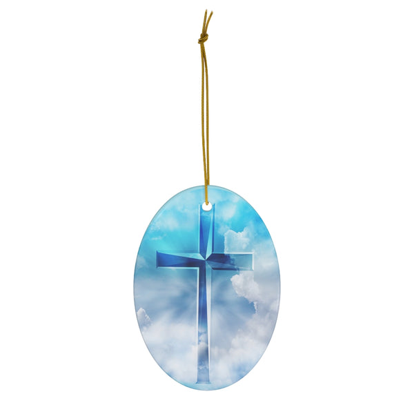 Easter Jesus Cross Ceramic Ornament by Nature's Glow