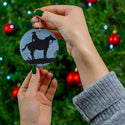 Cowboy Silhouette Ceramic Ornament