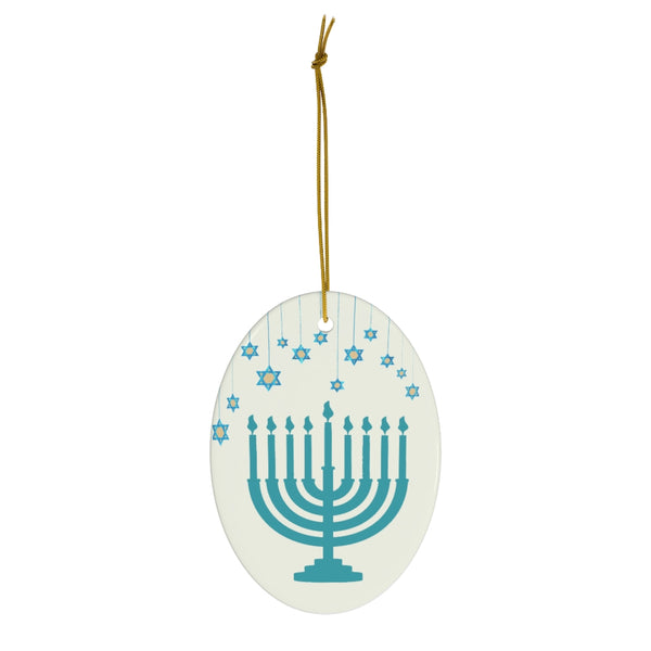 Menorah Hanukkah Ceramic Ornament by Nature's Glow