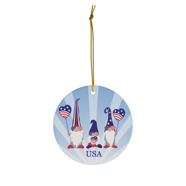 Patriotic Gnomes Ceramic Ornament by Nature's Glow