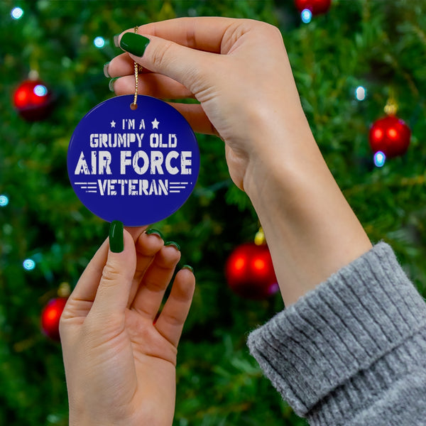 Patriotic Grumpy US Air Force Ceramic Ornament by Nature's Glow