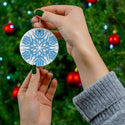 Nordic Blue Snowflake Ceramic Ornament by Nature's Glow