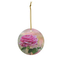 Pink Rose on Rose Ceramic Ornament
