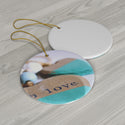 Love & Wood Hearts Ceramic Ornament