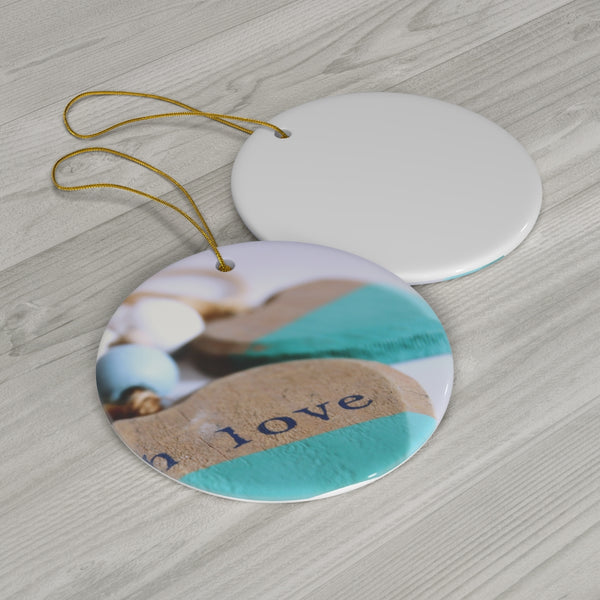 Love & Wood Hearts Ceramic Ornament