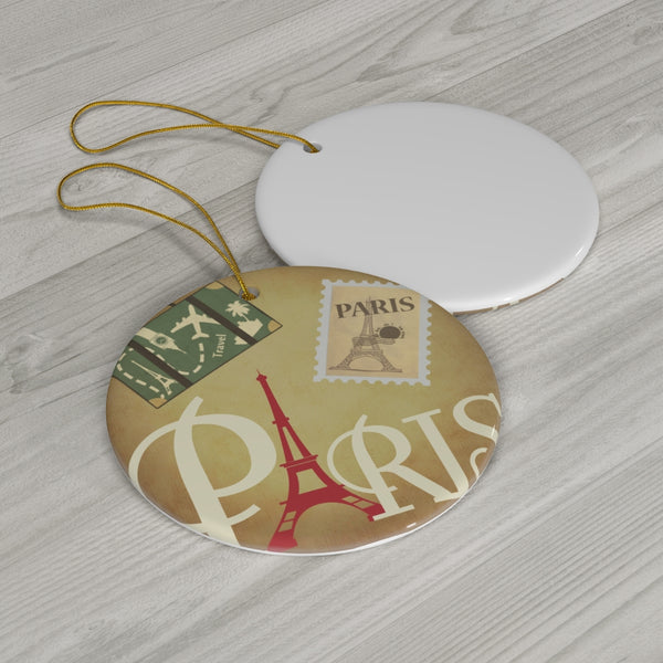 Vintage Paris Travel Ceramic Ornament