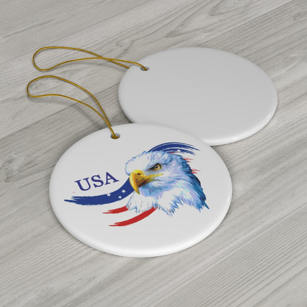 Patriotic Eagle USA Ceramic Ornament by Nature's Glow