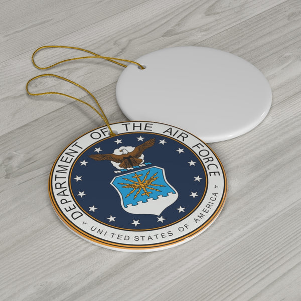 Patriotic Military US Air Force Emblem Ceramic Ornament by Nature's Glow