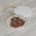 Coffee Bean Owl Ceramic Ornament