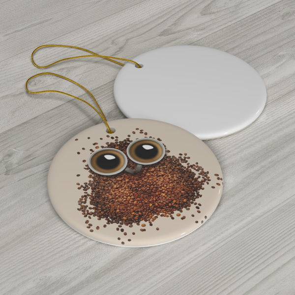 Coffee Bean Owl Ceramic Ornament