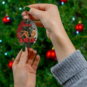 MERRY XMAS Pinup Girl with Santa Hat Ceramic Ornament by Nature's Glow