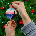 Sunset Lighthouse Ceramic Ornament by KolorfulKatie