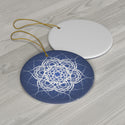 Midnight Blue Scandia Snowflake Ceramic Ornament (Vinterunderland)