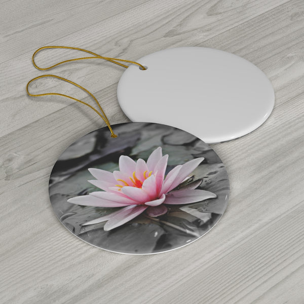 Pink Water Lily Ceramic Ornament