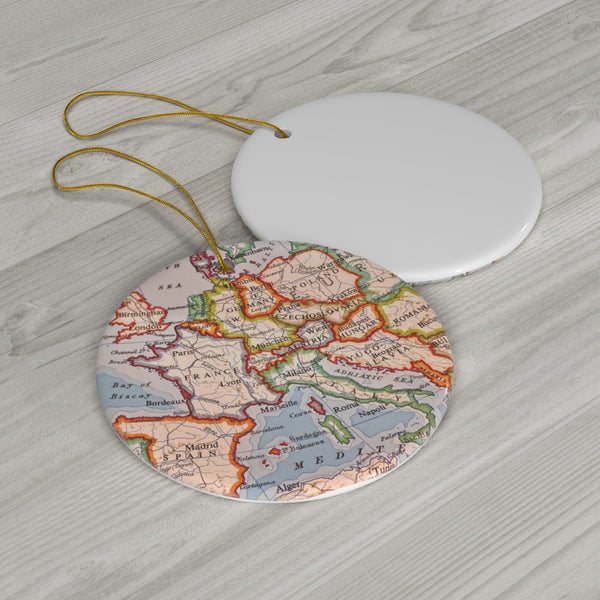 Vintage Europe Map Ceramic Ornament