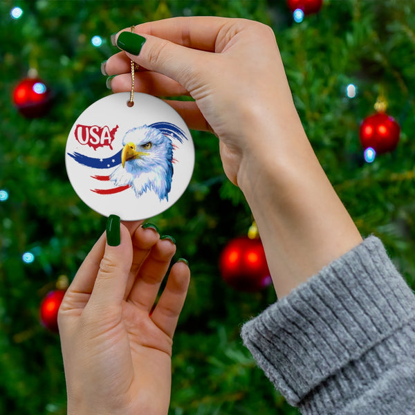 Patriotic Eagle USA Map Ceramic Ornament by Nature's Glow