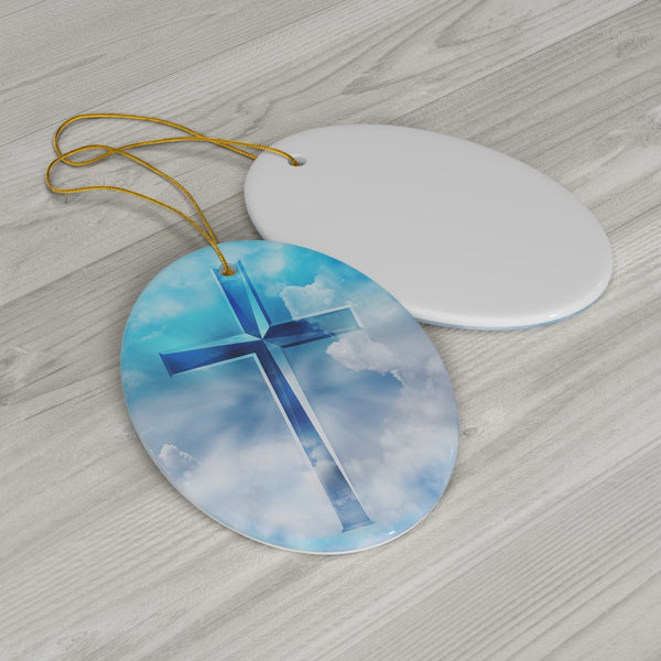 Easter Jesus Cross Ceramic Ornament by Nature's Glow