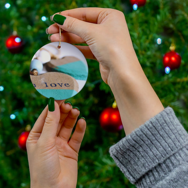 Love & Wood Hearts Ceramic Ornament