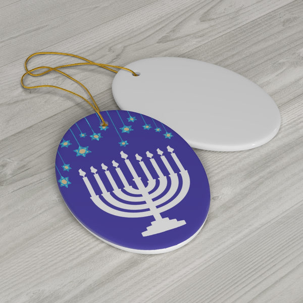 Menorah Hanukkah Ceramic Ornament by Nature's Glow