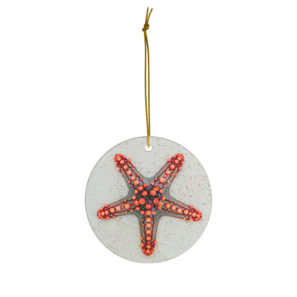 Red Starfish Ceramic Ornament