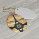 Eiffel Tower Sunset Reflection in Paris Ceramic Ornaments