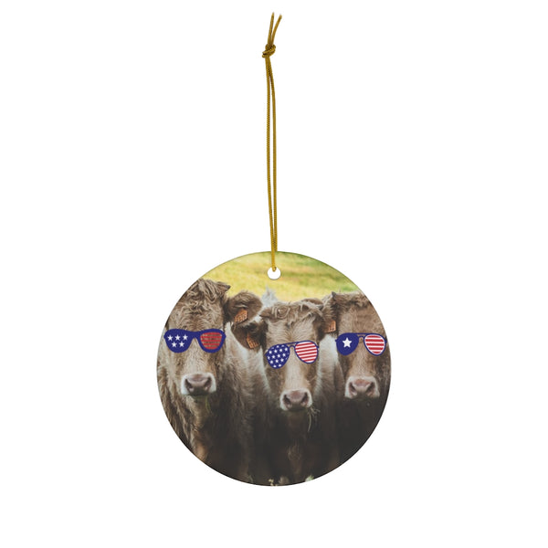 Patriotic Cows Ceramic Ornament by Nature's Glow