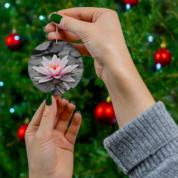 Pink Water Lily Ceramic Ornament