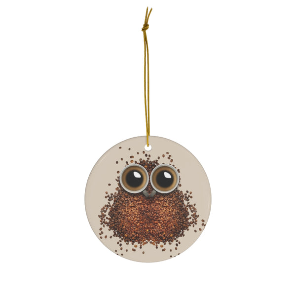 Coffee Bean Owl Ceramic Ornament