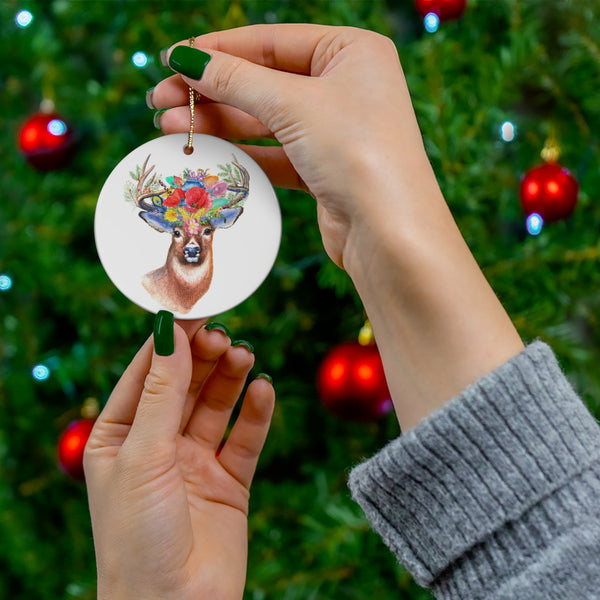 Boho Deer Ceramic Ornament