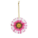 Pink Sunflower Ceramic Ornament