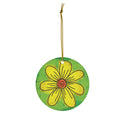 Yellow Daisy Flower Ceramic Ornament