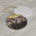 Patriotic Cows Ceramic Ornament by Nature's Glow