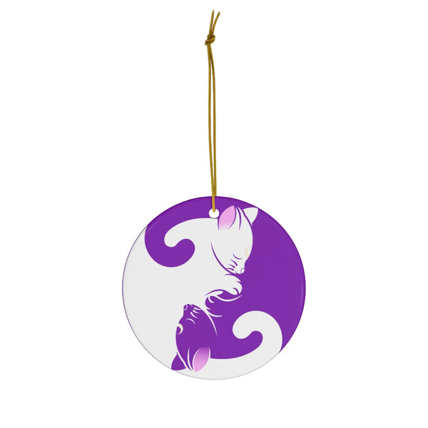 Yin Yang Kitten Cat Lovers Ceramic Ornament