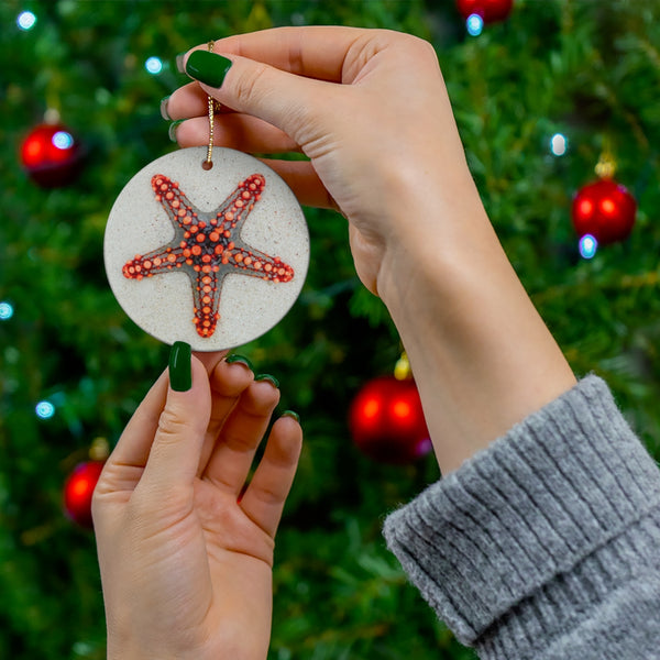 Red Starfish Ceramic Ornament