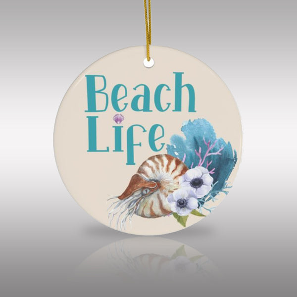 Beach Life Tropical Ceramic Ornament by Nature's Glow